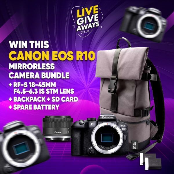 Canon EOS R10 Mirrorless Camera inc RF-S 18-45mm F4.5-6.3 IS STM Lens + Backpack + SD Card + Spare Battery