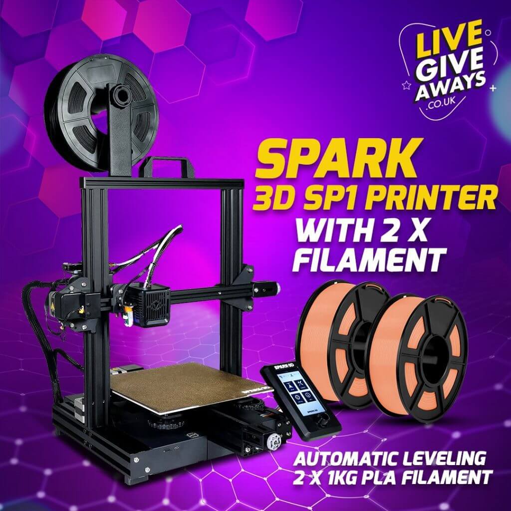 Spark 3D SP1 3D Printer + 2 x 1KG PLA Filament – Live Giveaways