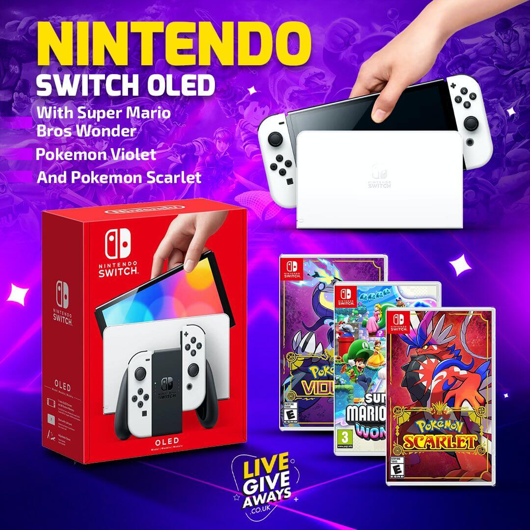 Nintendo Switch OLED Model + Pokemon Scarlet + Pokemon Violet + Super Mario Bros Wonder