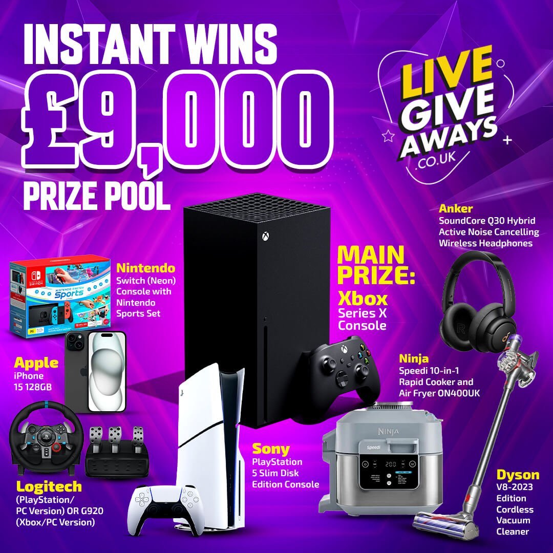 Instant Wins: Prize Pool worth over £9000! – Live Giveaways