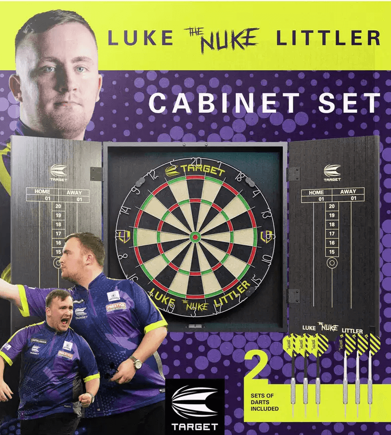 Target Luke Littler Dartboard Cabinet Set + 7 Lucky Numbers!