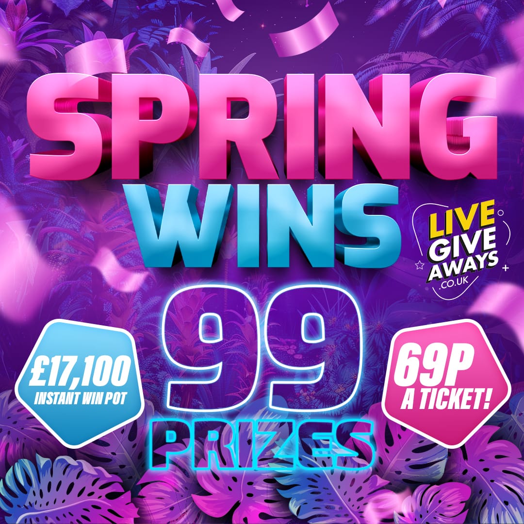 Spring Wins 🌸 99 Prizes - £17,100 Instant Win Pot, 69p a ticket! 🎟️