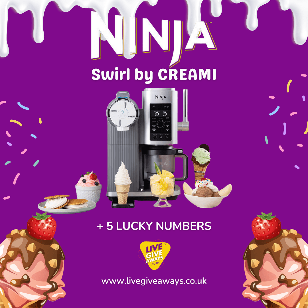 NINJA Swirl by CREAMi NC701UK 13-in-1 Ice Cream & Frozen Dessert Maker + 5 Lucky Numbers! 🍦