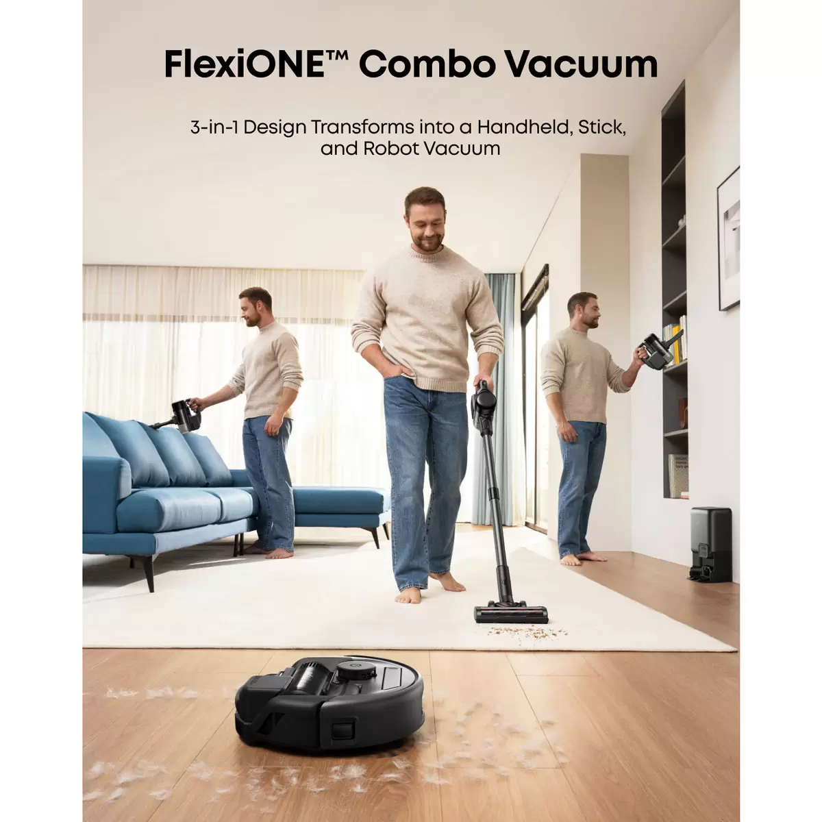 eufy Robot Vacuum 3-in-1 E20, Self Emptying Up to 75 days, Max 30,000 Pa Powerful Suction, Stick and Handheld Vacuum Cleaner Combo with Smart Obstacle Avoidance and, Pro-Detangle - Image 2