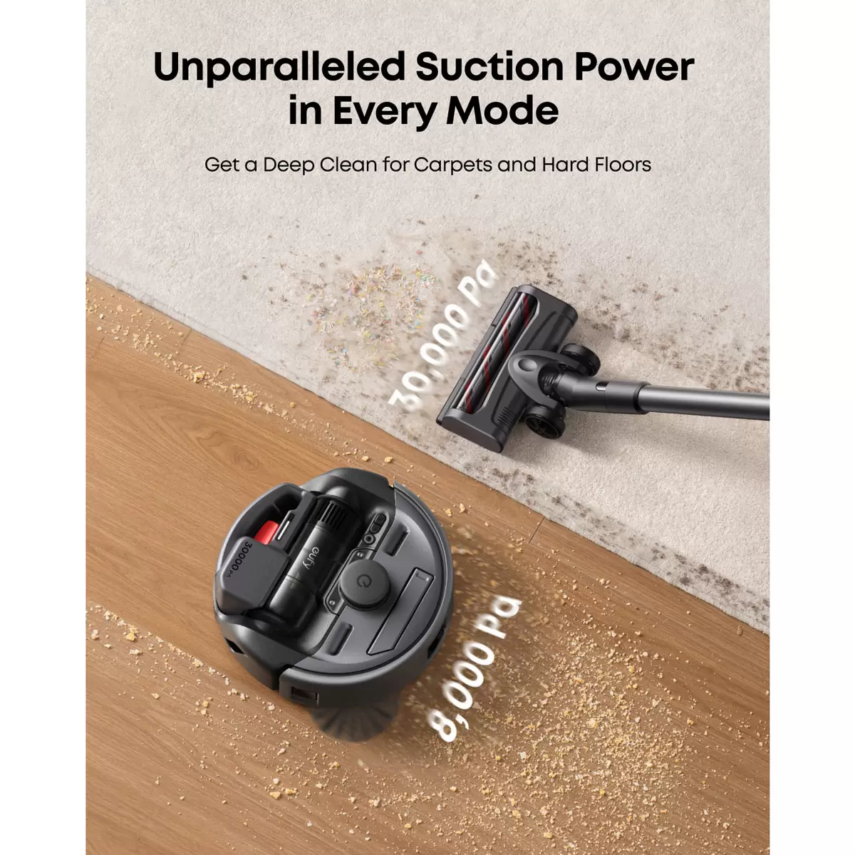 eufy Robot Vacuum 3-in-1 E20, Self Emptying Up to 75 days, Max 30,000 Pa Powerful Suction, Stick and Handheld Vacuum Cleaner Combo with Smart Obstacle Avoidance and, Pro-Detangle - Image 6