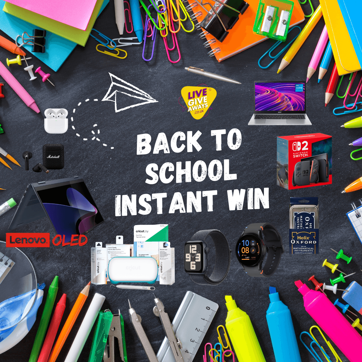 📚🎒 Back 2 School Tech Bundle 🖊️🧑‍🏫🧑‍🎓🖥️ 35 Prizes - £3,500 Instant Win Pot, 59p a ticket! Main Prize: Lenovo IdeaPad 5 OLED Laptop!🎟️