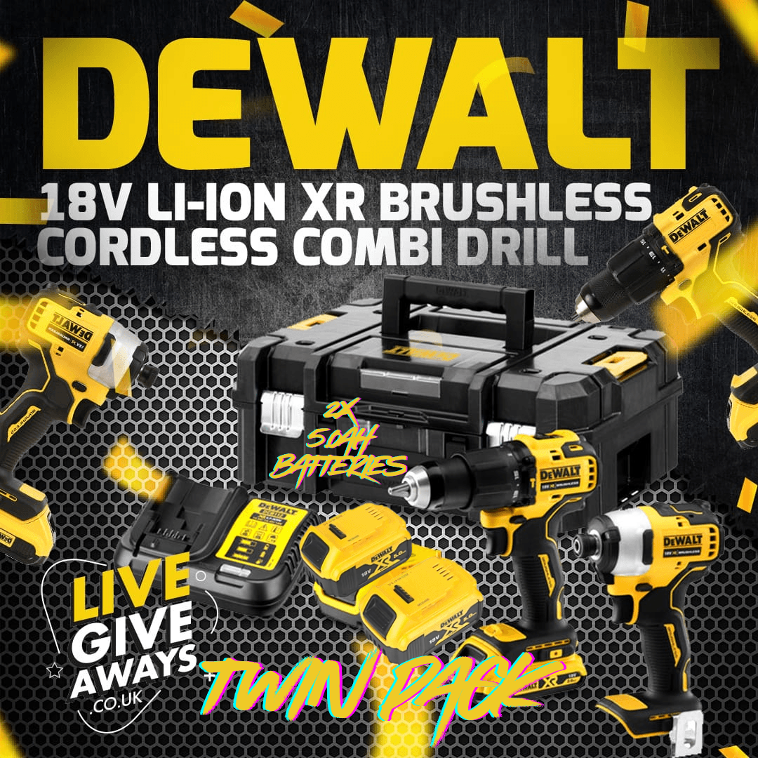 DeWalt 18V Li-Ion XR Brushless Cordless Combi Drill and Impact Driver Twin Pack + 2 x 5.0Ah Li-Ion Batteries