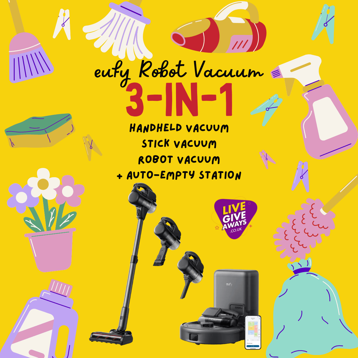 eufy Robot Vacuum 3-in-1 E20, Self Emptying Up to 75 days, Max 30,000 Pa Powerful Suction, Stick and Handheld Vacuum Cleaner Combo with Smart Obstacle Avoidance and, Pro-Detangle