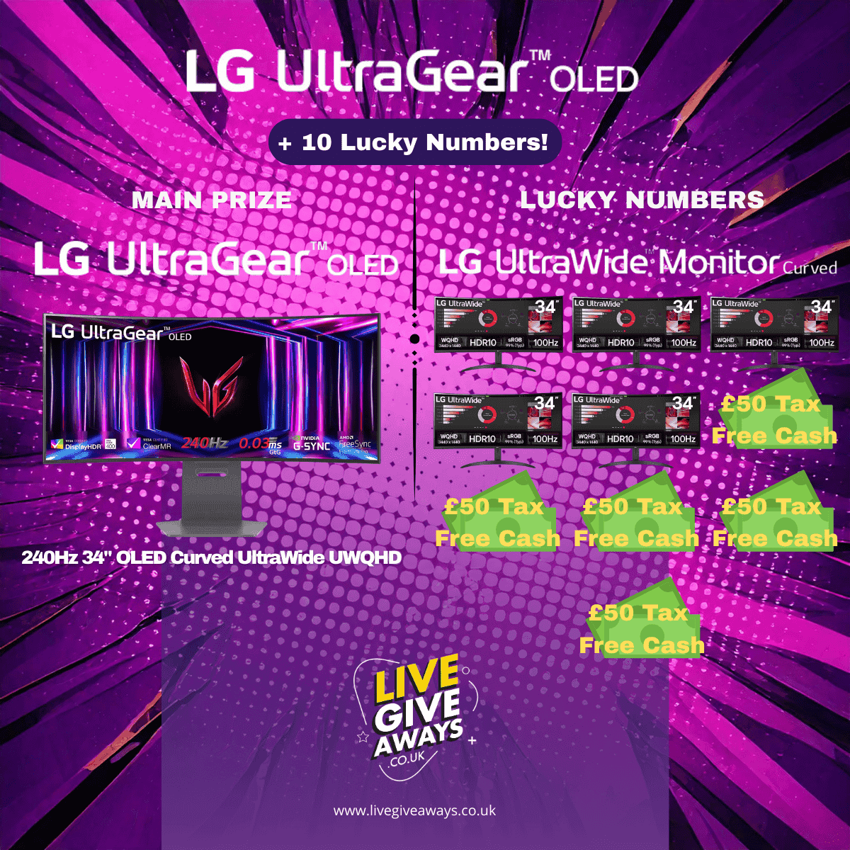 LG UltraGear OLED Curved UltraWide 240Hz 34in UWQHD Gaming Monitor + 10 Lucky Numbers! 🖥️