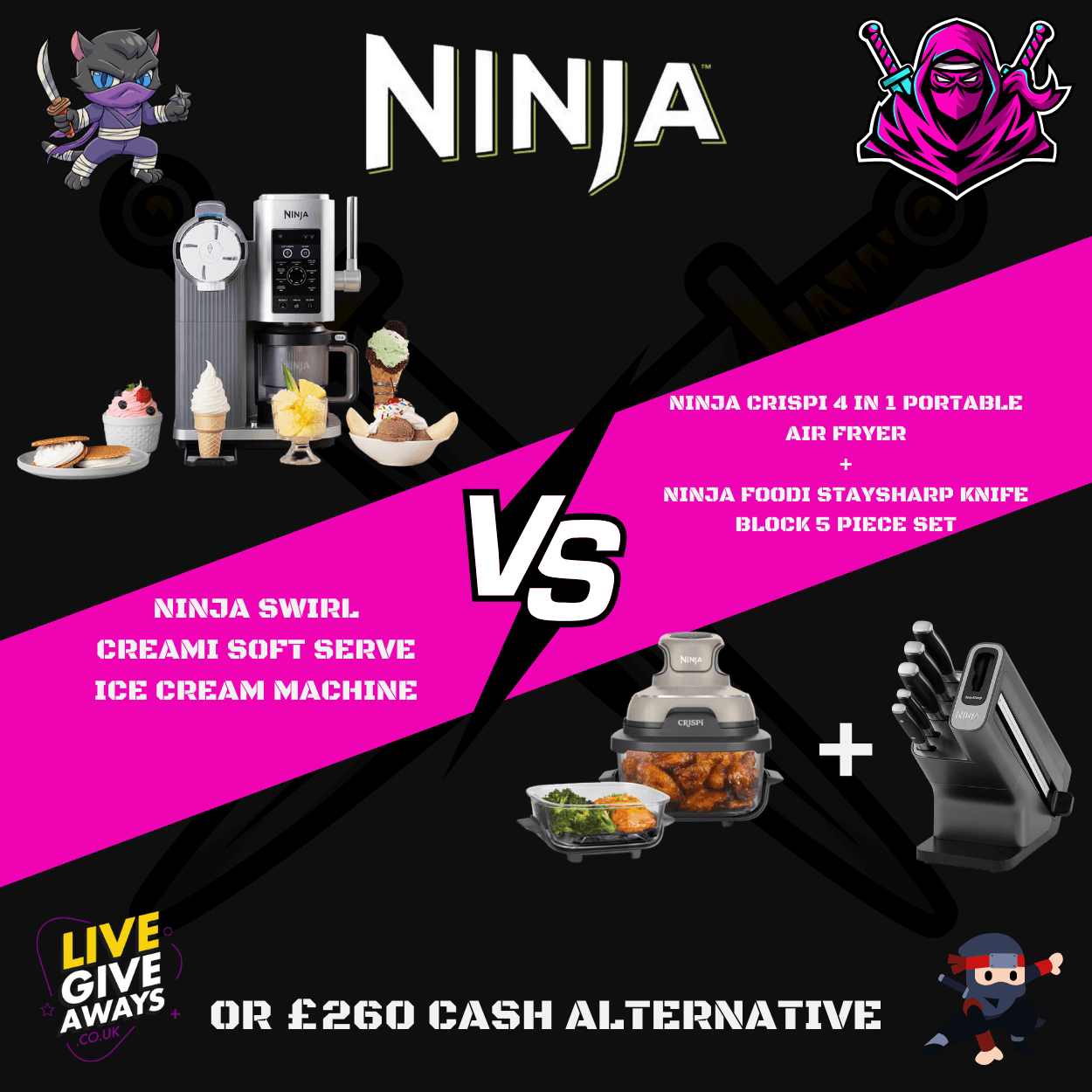 🥷 NINJA Swirl by CREAMi Vs. Ninja Crispi Portable Air Fryer + Ninja StaySharp Knife Block - 10 Lucky Numbers! 🥷
