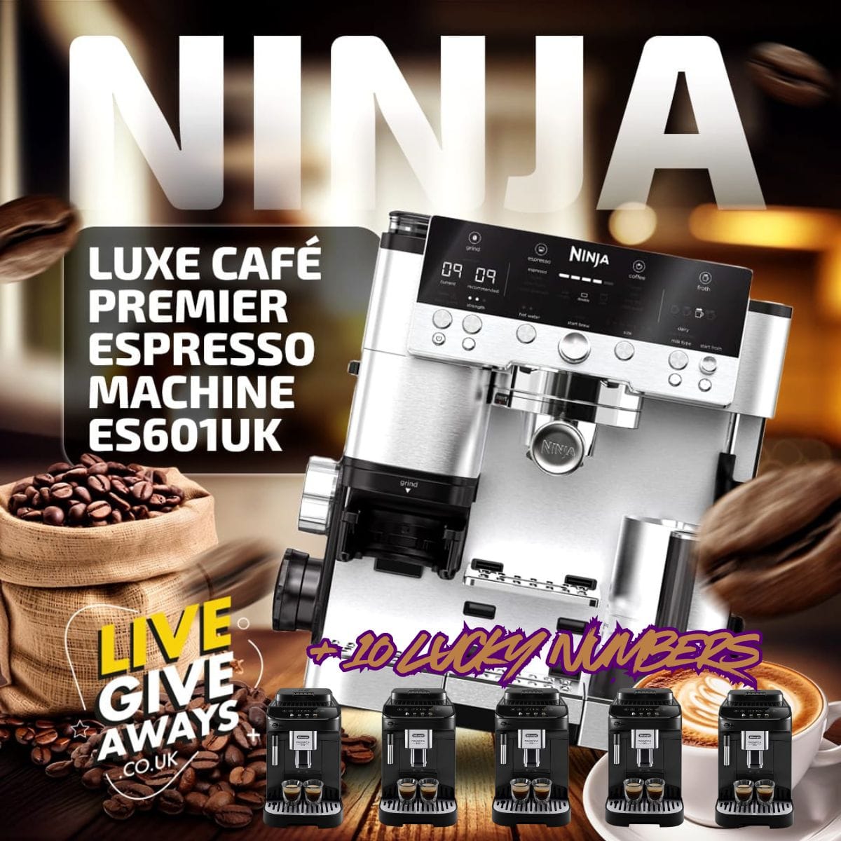 Ninja Luxe Café Premier Bean to Cup Coffee Machine + 10 Lucky Number Instant Wins! ☕