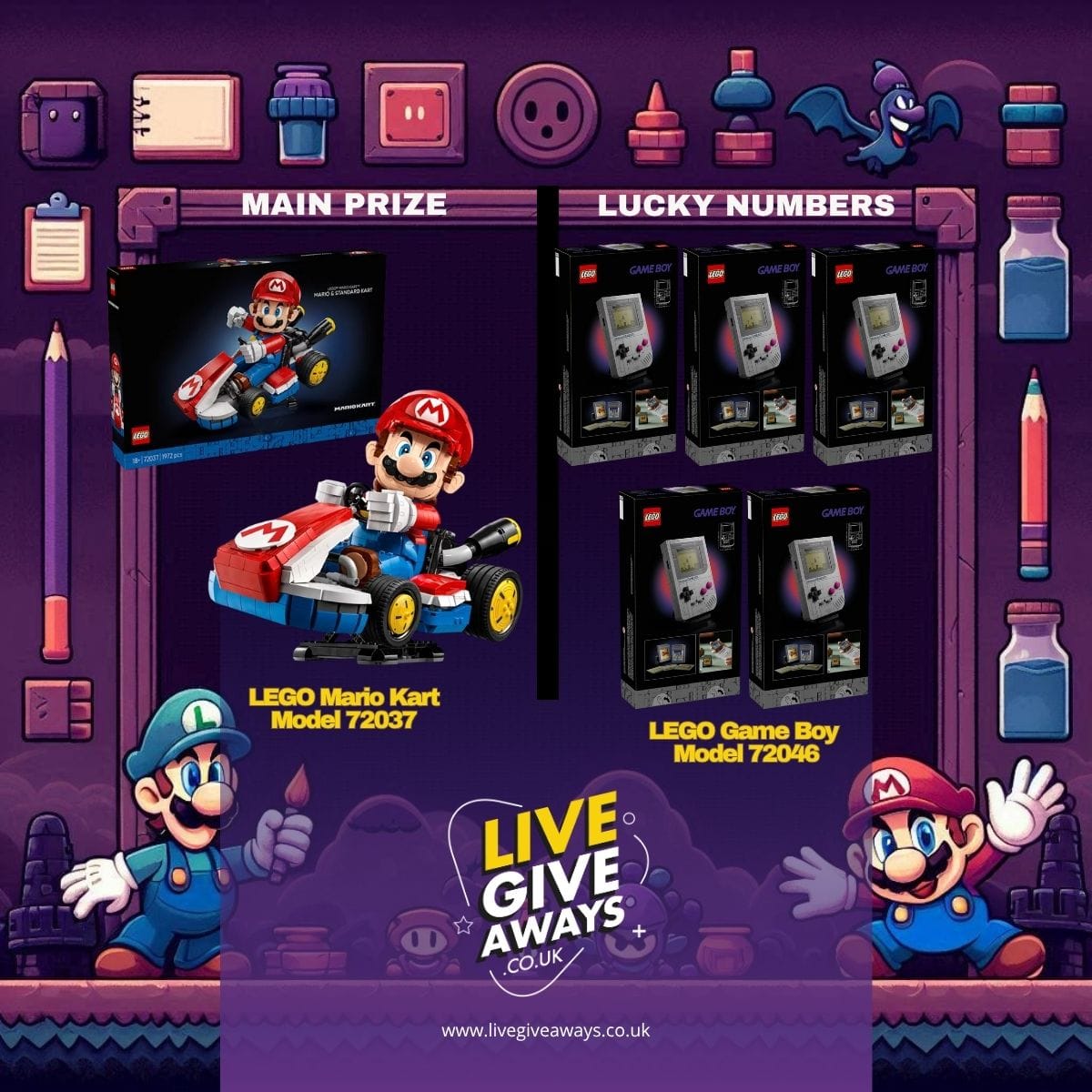 LEGO Mario Kart + 5 Lucky Number Lego Game Boys! 🕹️