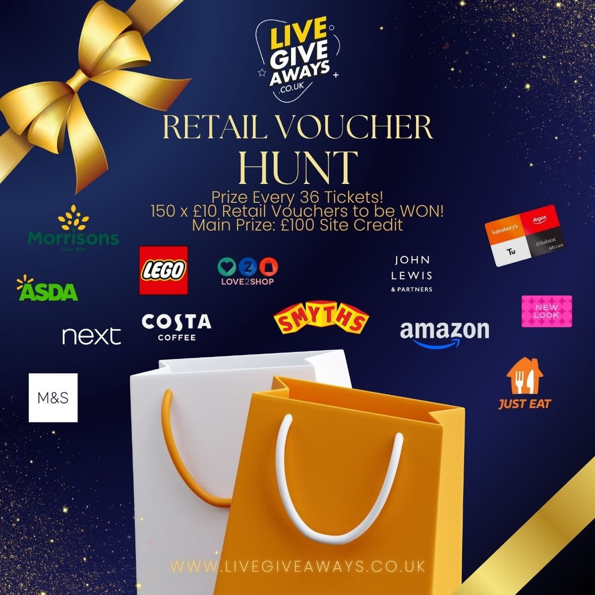 🛍️ Retail Voucher Hunt - Prize Every 36 Tickets!