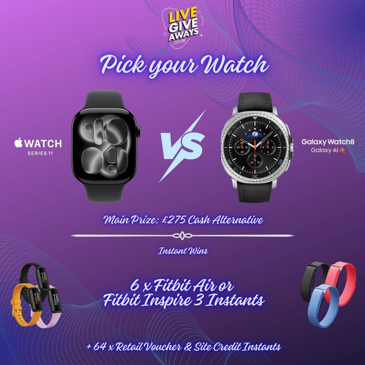 ⌚✨ Pick Your Watch: Apple Watch Series 11 Aluminium 46mm GPS, Samsung Galaxy Watch 8 Classic 46mm Bluetooth & 4G!