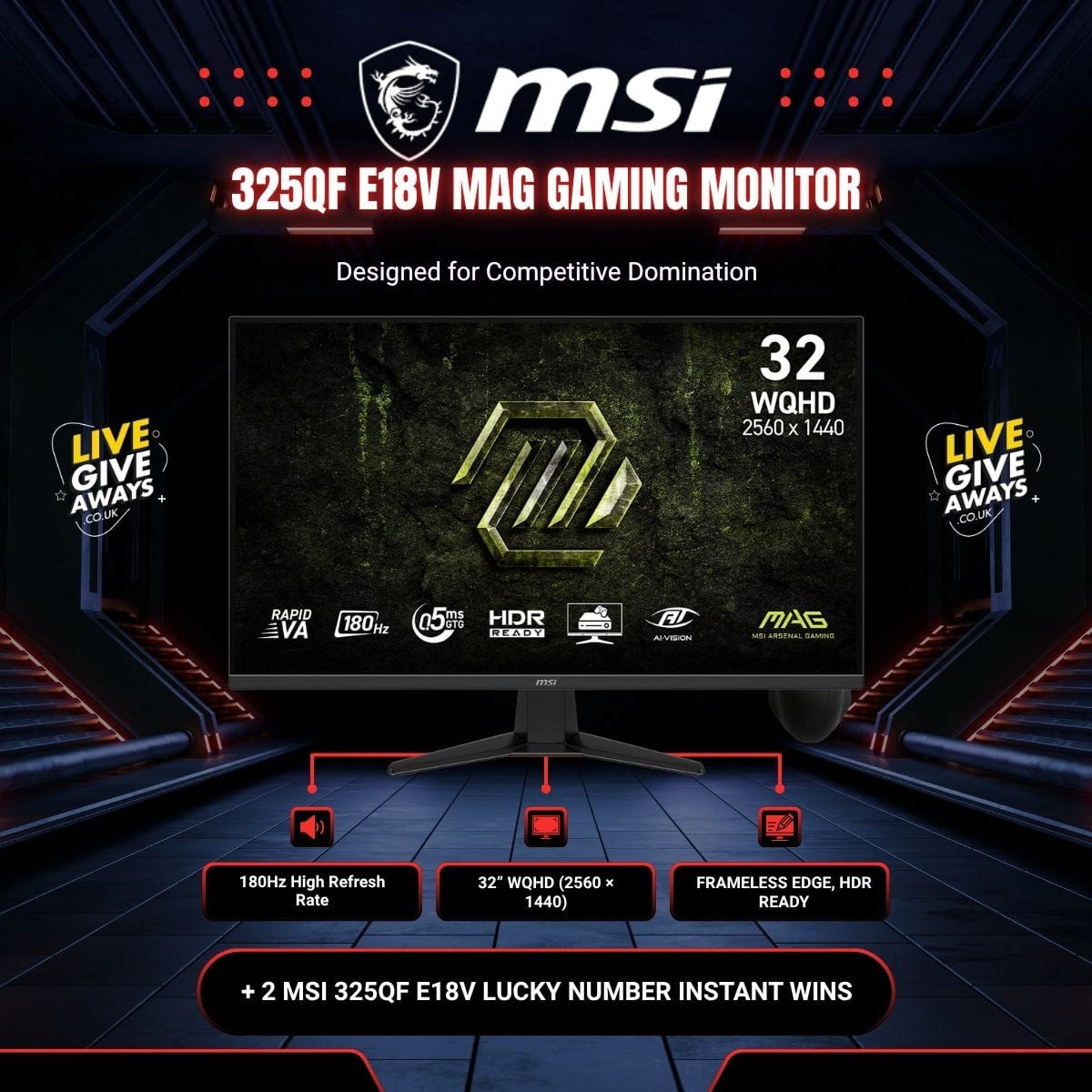 MSI 325QF E18V MAG Gaming 32 inch WQHD 180Hz Gaming Monitor 🖥️🕹️ + 2 Monitor Lucky Numbers!