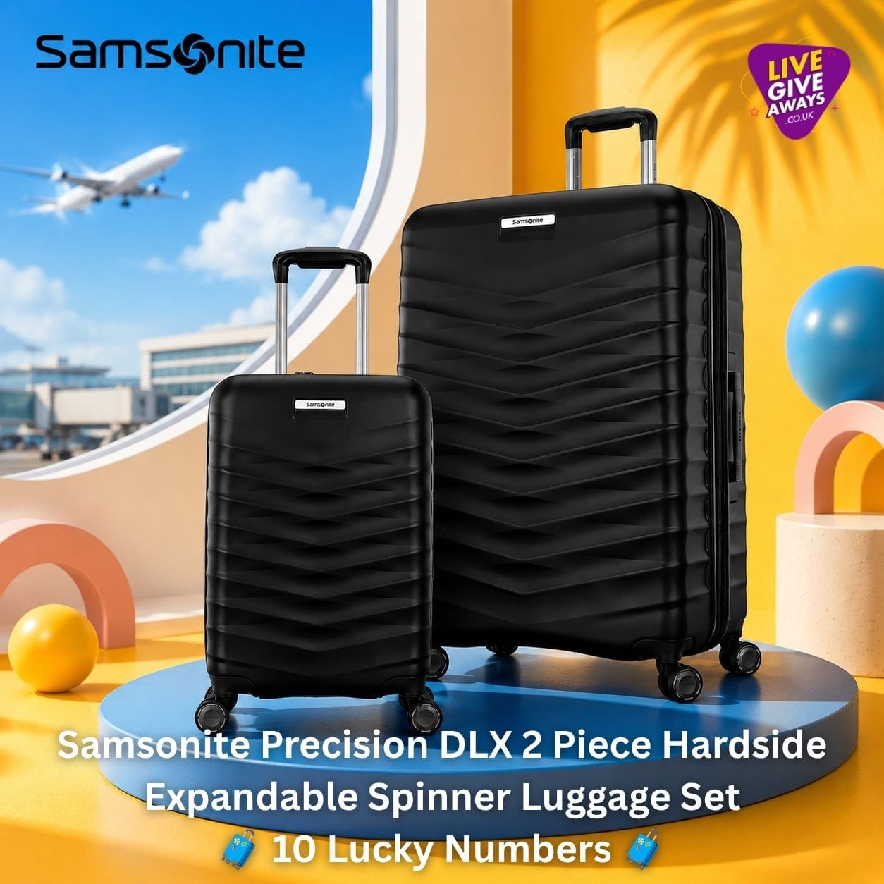 Samsonite Precision DLX 2 Piece Hardside Expandable Spinner Luggage + 10 Lucky Numbers! 🧳💼