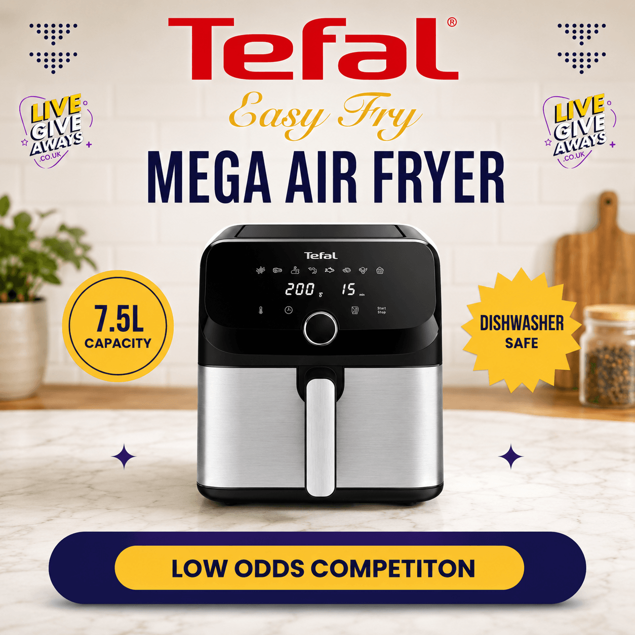 Tefal Easy Fry Mega Air Fryer 7.5L + 3 Lucky Numbers 🧑🍳 LOW ODDS