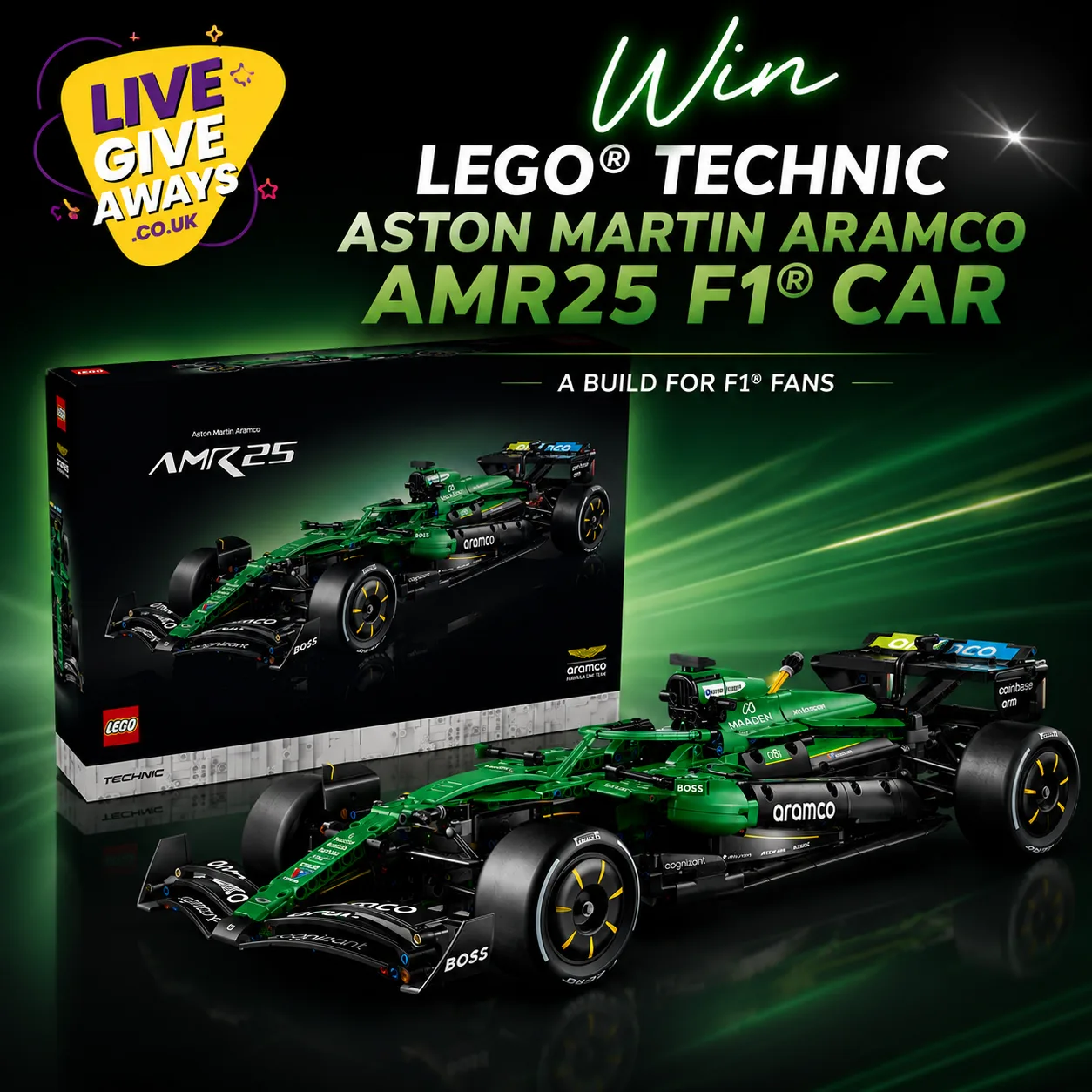 LEGO Technic Aston Martin Aramco AMR25 F1 Car + 5 Lucky Numbers!