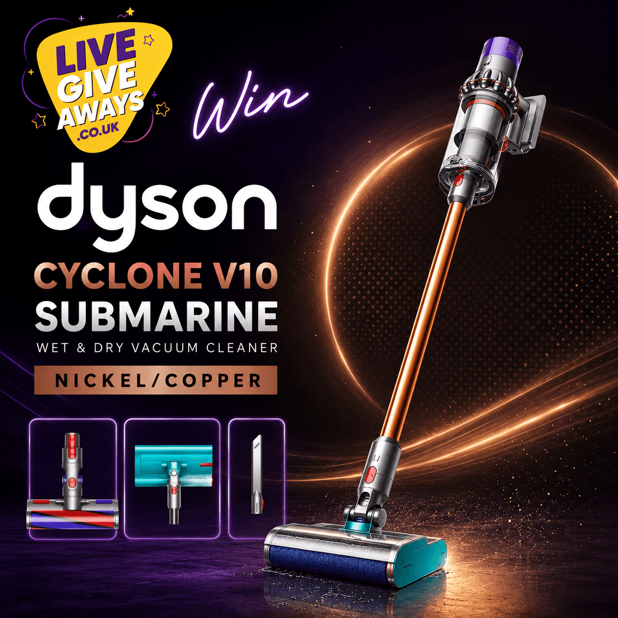 Dyson Cyclone V10 Submarine Wet & Dry Vacuum Cleaner in Nickel/Copper