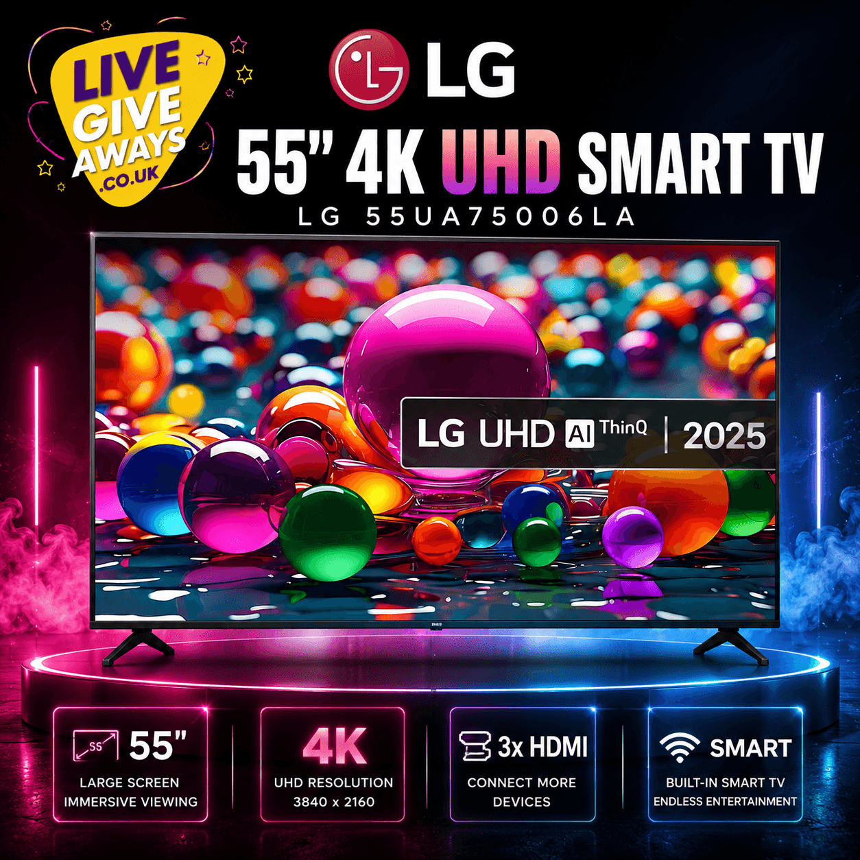 LG 55UA75006LA 55 Inch 4K Ultra HD Smart TV + 10 Lucky Numbers!
