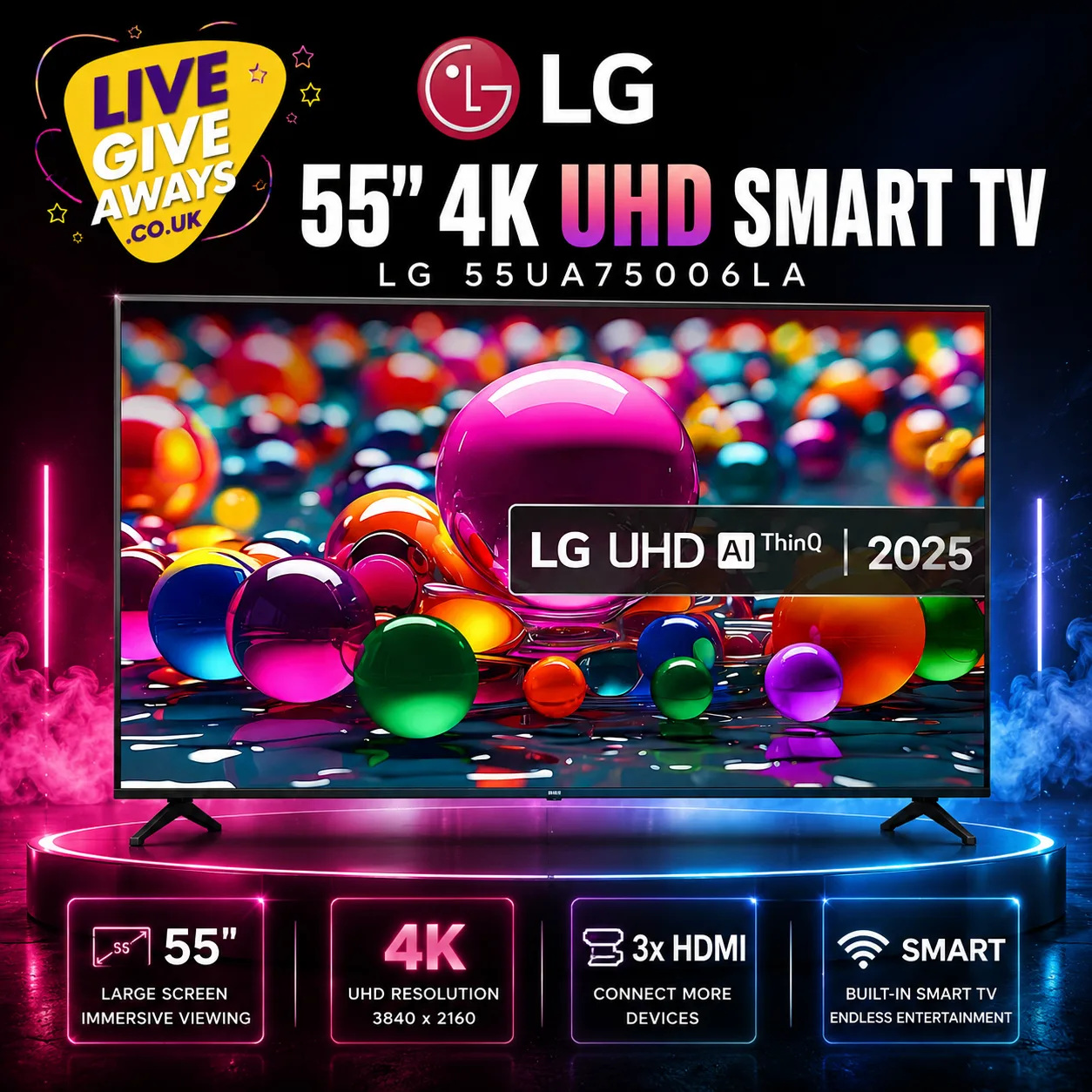 LG 55UA75006LA 55 Inch 4K Ultra HD Smart TV + 10 Lucky Numbers!