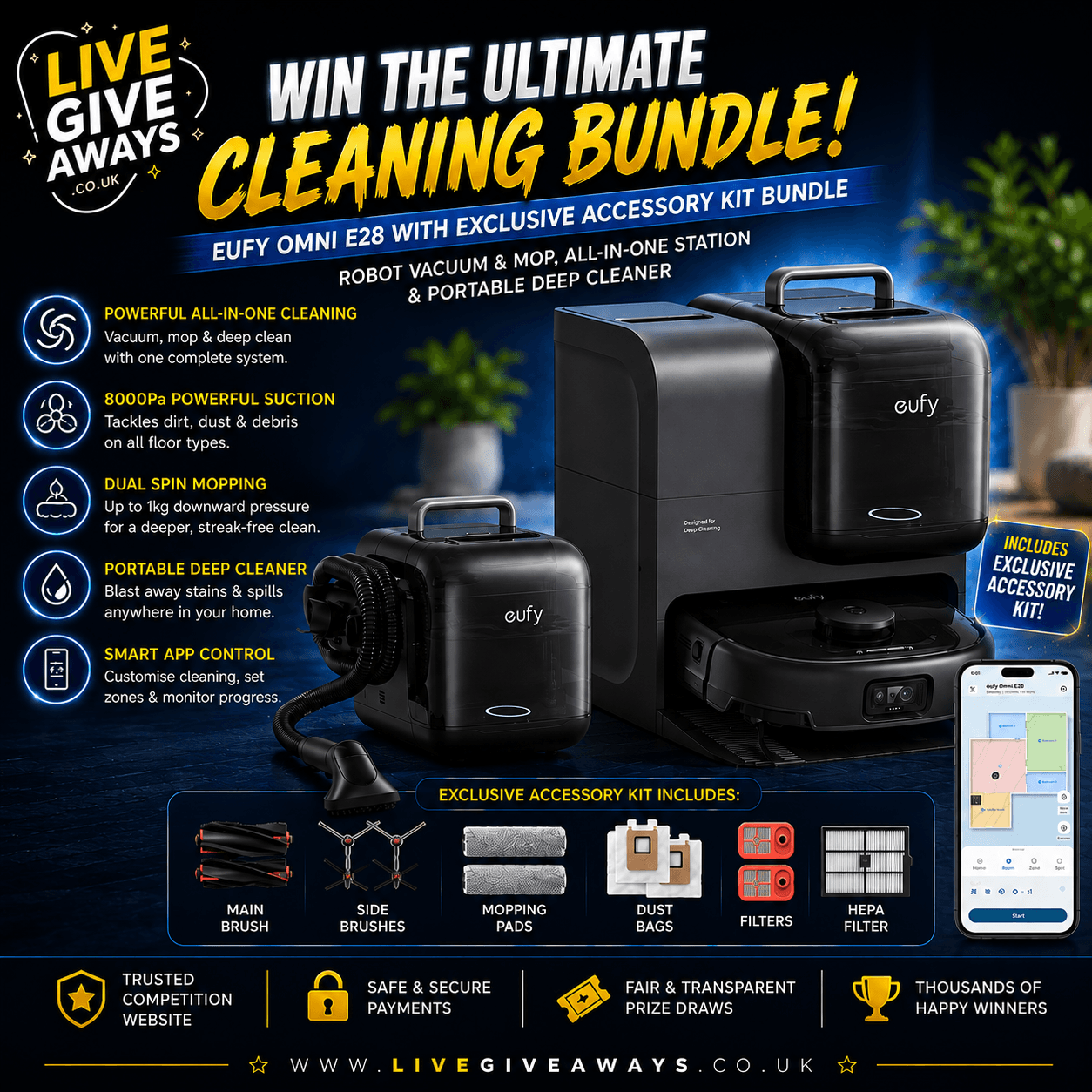 eufy Omni E28 with Exclusive Accessory Kit Bundle, Robot Vacuum & Mop, All-in-One Station, & Portable Deep Cleaner