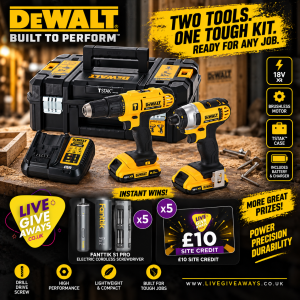 DEWALT DCZ298D2T-SFGB 18V 2 x 2.0Ah Li-Ion XR Cordless Combi Drill & Impact Driver Twin Pack + 10 Lucky Numbers!