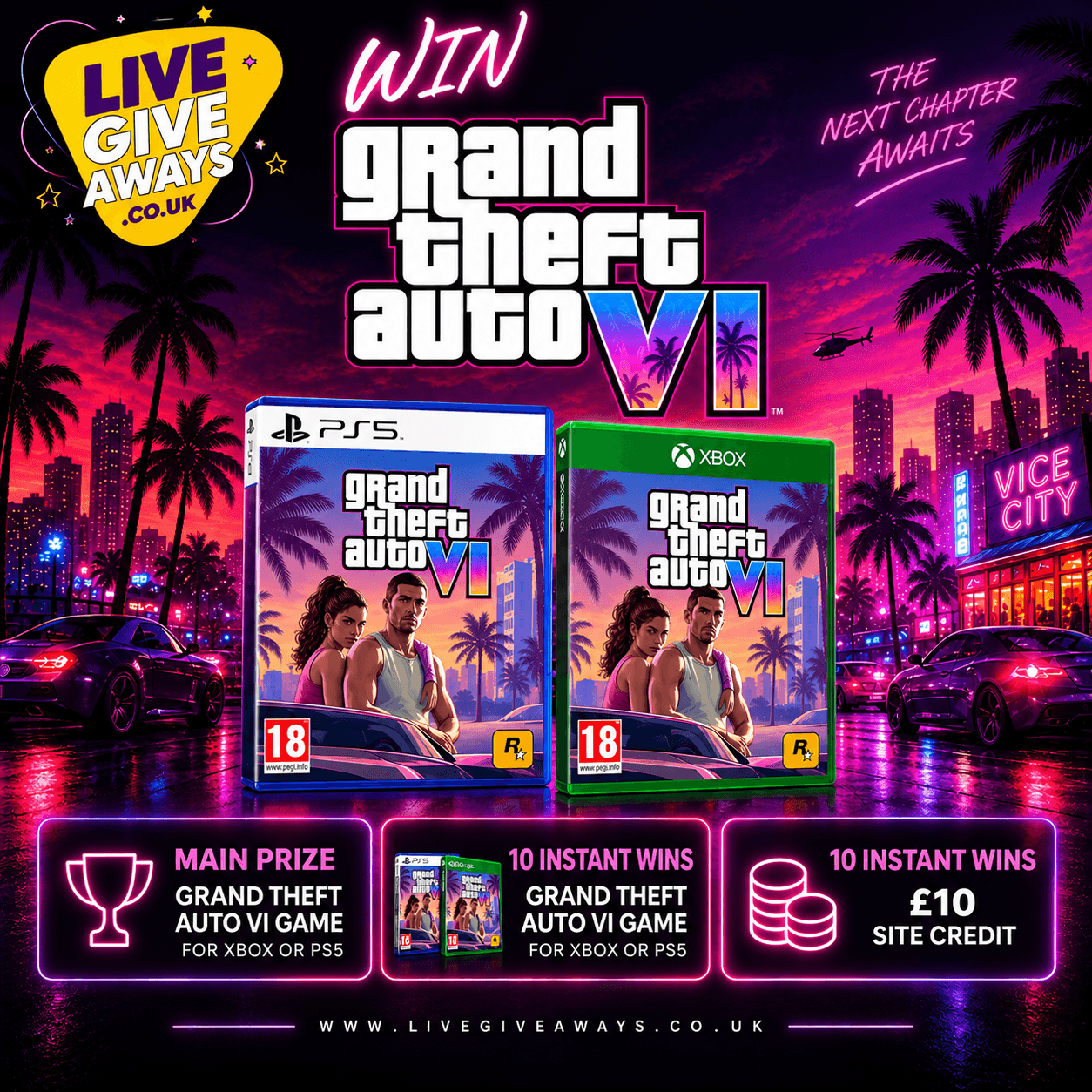 Grand Theft Auto VI Game for Xbox OR PS5 + 20 Lucky Numbers! 💃 🔫