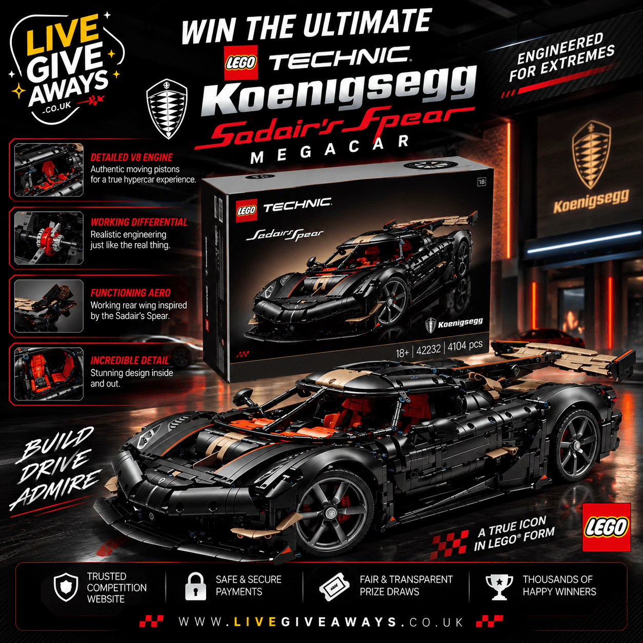 LEGO Technic Koenigsegg Sadair’s Spear Megacar – Model 42232