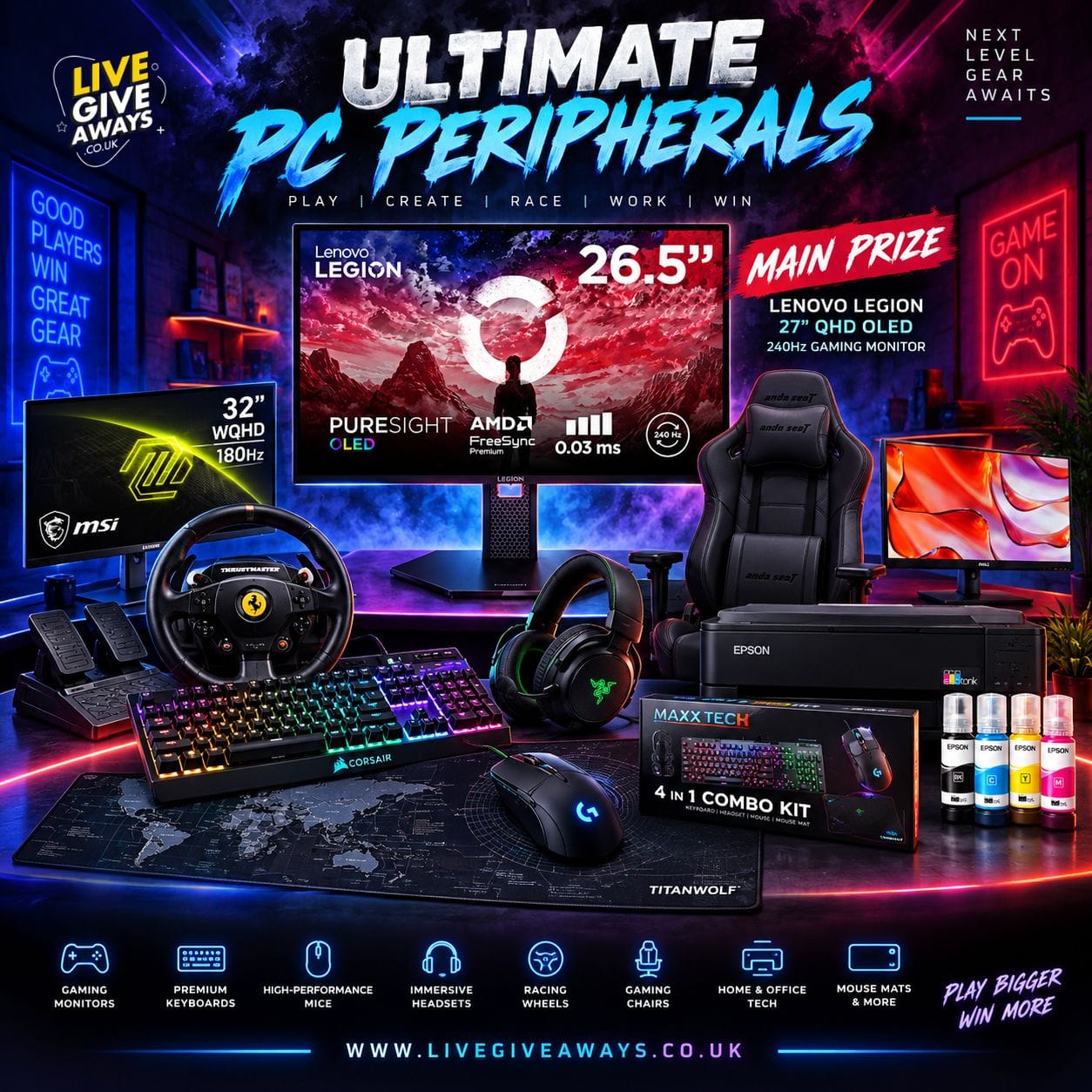 🎮 Ultimate PC Peripherals: Win a Lenovo Legion OLED + Epic Instant Wins! 🏆