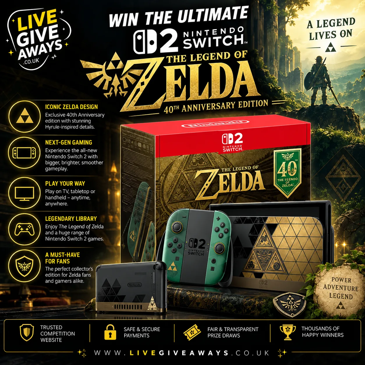 Nintendo Switch 2 The Legend of Zelda 40th Anniversary Edition Console